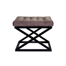 Atelier Del Sofa Pouffe Negro, Marrón. Marco Metal, Tela Poliéster Babyface. Ancho 50cm, Alto 42cm, Profundidad 40cm.